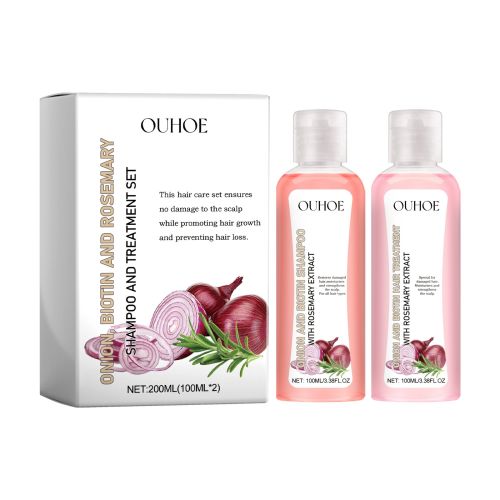 OUHOE Onion Biotin Rosemary Shampoo Set Nourish Roots Scalp Dense Shine Thick Hair